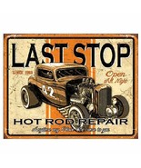 Last Stop Hot Rod Repair Chevy Ford Distressed Vintage Wall Decor Metal ... - £12.57 GBP