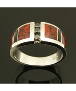 Dinosaur Bone Ring with Black Diamond and Black Onyx in Sterling Silver - $658.79 CAD