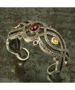 Sterling silver cuff bracelet with amethyst, garnet and citrine cabochons. - $1,029.17 CAD