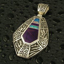 Large sterling silver pendant inlaid with Australian opal and sugilite. - £784.16 GBP