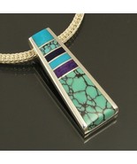 Sterling silver pendant by Mark Hileman inlaid with spiderweb turquoise,... - $439.11 CAD