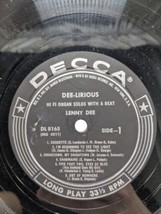 Dee-Lirious Hi Fi Organ Solos With A Beat Lenny Dee Vinyl Record - $9.89