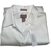 Chico’s Lorena 100% Cotton Shirt White Long Sleeves Button Up Top Womens Size 2 - £19.51 GBP