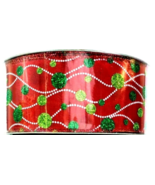 Green Polka Dot Red Ornament Wired Edge Holiday Wedding Ribbon - 2.5&quot; x ... - £19.53 GBP