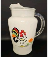 Vintage 1950s Bartlett Collins Proud Rooster Hand Painted Glass Pitcher ... - $123.59