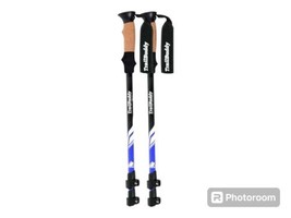 NEW SET Trail Buddy Ultra Strong Aluminum Cork Trekking Poles Blue &amp; Bla... - £15.56 GBP