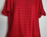 CHICOS Womens Red Stripe Shirt Top Blouse Size 1 Short Sleeves - $11.99