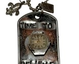 Kate Mesta TIME TO BELIEVE Clock Watch Angel Dog Tag Necklace  Art to We... - $24.70