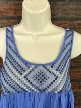 Periwinkle Blue Tank Top XS Embroidery Detail Sleeveless Halter Shirt Aeropostal - $7.60