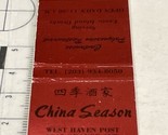 Vintage Matchbook Cover  China Season  West Haven, Conn.  gmg  Unstruck - $12.38