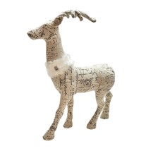 Christmas Winter Reindeer Fabric Mache Figure Lg 25 in Tall 21 in White Faux Fur - £30.76 GBP
