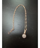585 14K RG Stamped Dalia Crystal Flower Pendant 19” Necklace Clasp Chain - $911.17 MXN