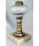 Antique Brass Clear Glass Whale Oil Lamp on Marble Base (7.5&quot; tall) - $2,304.36 MXN