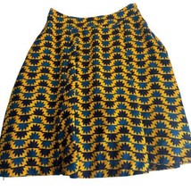 Lemisee! Australia blue gold art ankara print a line Skirt AU Size 12 - $28.70