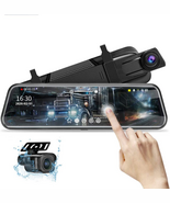 10&#39;&#39; Mirror Dash Cam Night Vision 1080P FHD Full Touch Screen Front and ... - $118.44 CAD