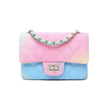 Gradient Rainbow Color Chain Bag Women New Women Bag Shoulder Bag Ice Cream-Colo - £66.64 GBP