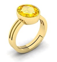 SAPPHIRE RING Pukhraj Gemstone Gold Plated Ring Adjustable Ring 7.00 Car... - £36.23 GBP