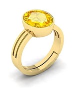 SAPPHIRE RING Pukhraj Gemstone Gold Plated Ring Adjustable Ring 7.00 Car... - $866.17 MXN