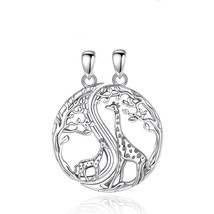 925 Sterling Silver Sister Gifts Sister Necklace for 2 Pcs/ Set Giraffe Pendant  - £35.92 GBP
