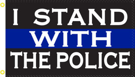 I Stand With The Police Thin Blue Line Flag American Rough Tex 100D 3&#39;X5&#39; Flag - £14.26 GBP