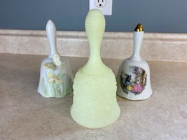 Crown China -Cameron Japan Butterfly And One Yellow Milk Glass Collectable Bells - £7.69 GBP