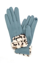  Leopard Faux Fur Cuff Smart Touch Gloves - $27.75
