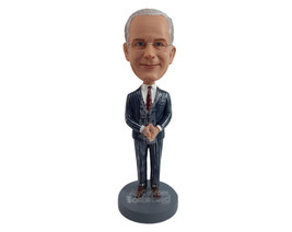 Custom Bobblehead Elegant businessman wearing a fine suit with both hands togeth - £69.58 GBP