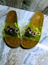 Ship N 24 Hours. New-Woman’s Transparent/Yellow Side Sandals Size 6 1/2. - $39.59