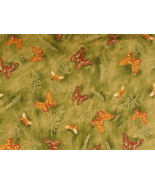 Bear Mountain Fabric Moths Butterflies 3 yd Remnant Suzan Riggsbee - $22.00