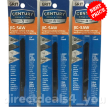 Century Drill &amp; Tool 06460 GRIT JigSaw Tungsten Carbide Saw Blades Pack of 3 - £21.01 GBP