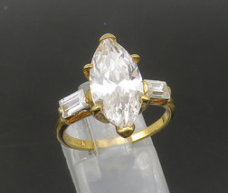 UNCAS 925 Silver - Vintage Cubic Zirconia Gold Plated Band Ring Sz 8 - RG22023 - £31.16 GBP