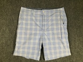 Cremieux Chino Shorts 36 Mens High Rise Casual Outdoor Plaid Regular Fit Blue - £8.80 GBP