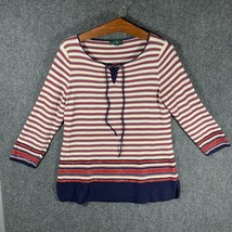 Ralph Lauren Striped Sweater Womens L Long Sleeve Red White Blue w/Neck ... - £11.86 GBP