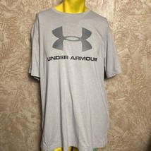 Under Armour T Shirt Mens Gray Short Sleeve Loose Heatgear Logo 2XL - £8.72 GBP