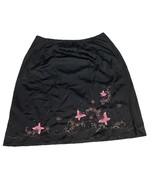 Vintage Black Half Slip With Pink Embroidered Flowers And Butterflies - ... - €12,69 EUR