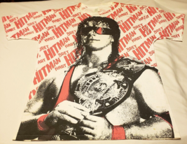 Bret Hitman Hart (Vtg 1993 Usa) Wwf Wrestling Aop Pink All Over Print Xl T-SHIRT - £263.77 GBP