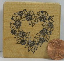 Rubber Stamp PSX 1987 Heart Shaped Wreath 2X2&quot;   BAP - £3.13 GBP