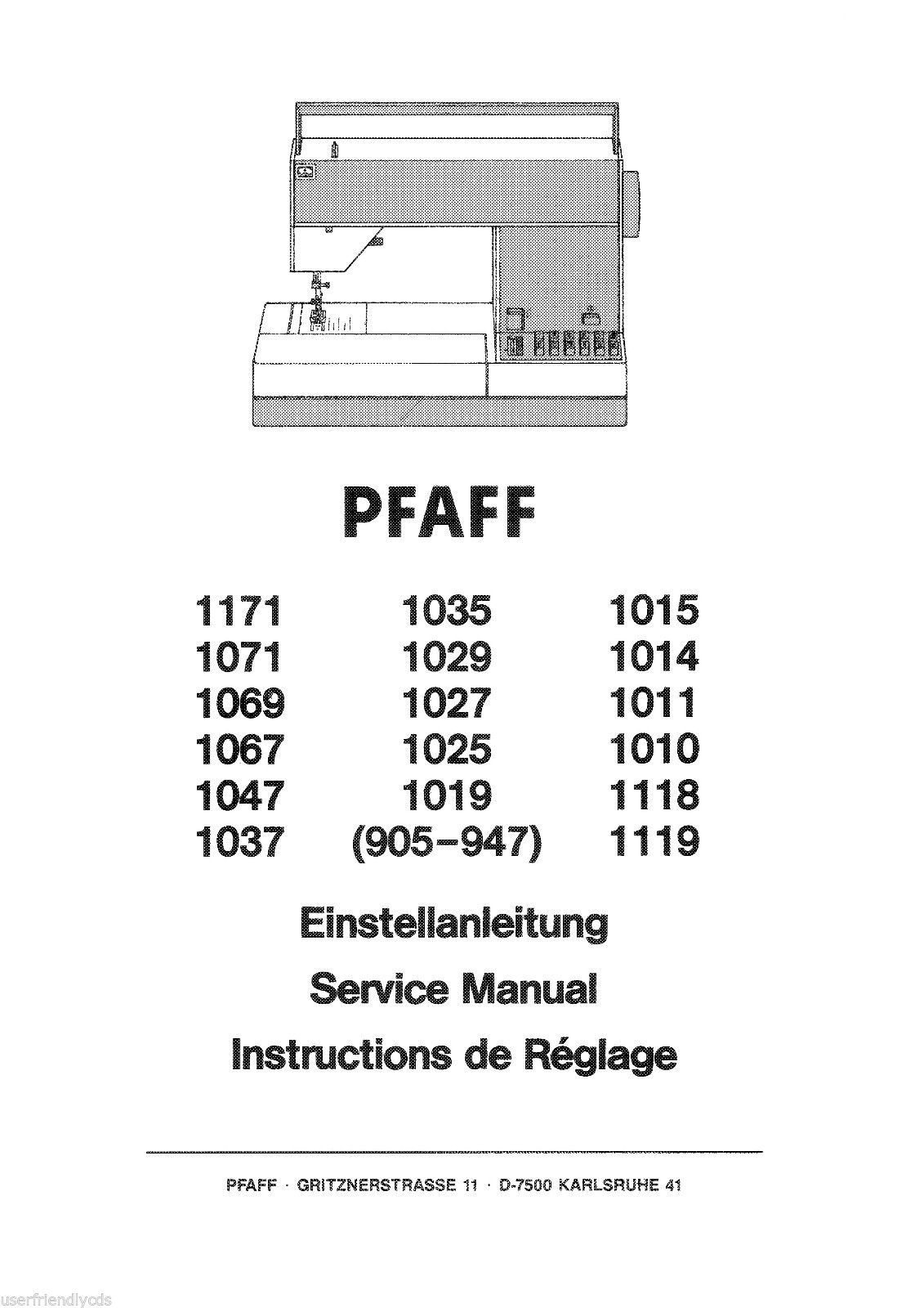 Primary image for Pfaff 1067, 1069, 1118, 1119, 1171 Service Repair Maintenance Workshop Manual CD