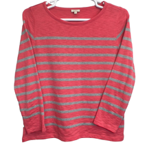 Talbots Petite Sweater Coral Gray LP Long Sleeve Crew Neck Pullover Cotton Top - £23.66 GBP