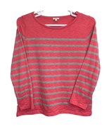 Talbots Petite Sweater Coral Gray LP Long Sleeve Crew Neck Pullover Cott... - £23.30 GBP