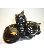  cat figurine sculpture black porcelain  5,5 inches   - £22.37 GBP