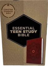 CSB Essential Teen Study Bible-Red Flower Cork LeatherTouch NEW W/ Box - £19.30 GBP