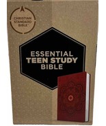 CSB Essential Teen Study Bible-Red Flower Cork LeatherTouch NEW W/ Box - £19.33 GBP