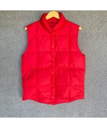 Lands End Puffer Vest Women M 10-12 Goose Down Red Pocket Mock Neck Jacket - £20.12 GBP
