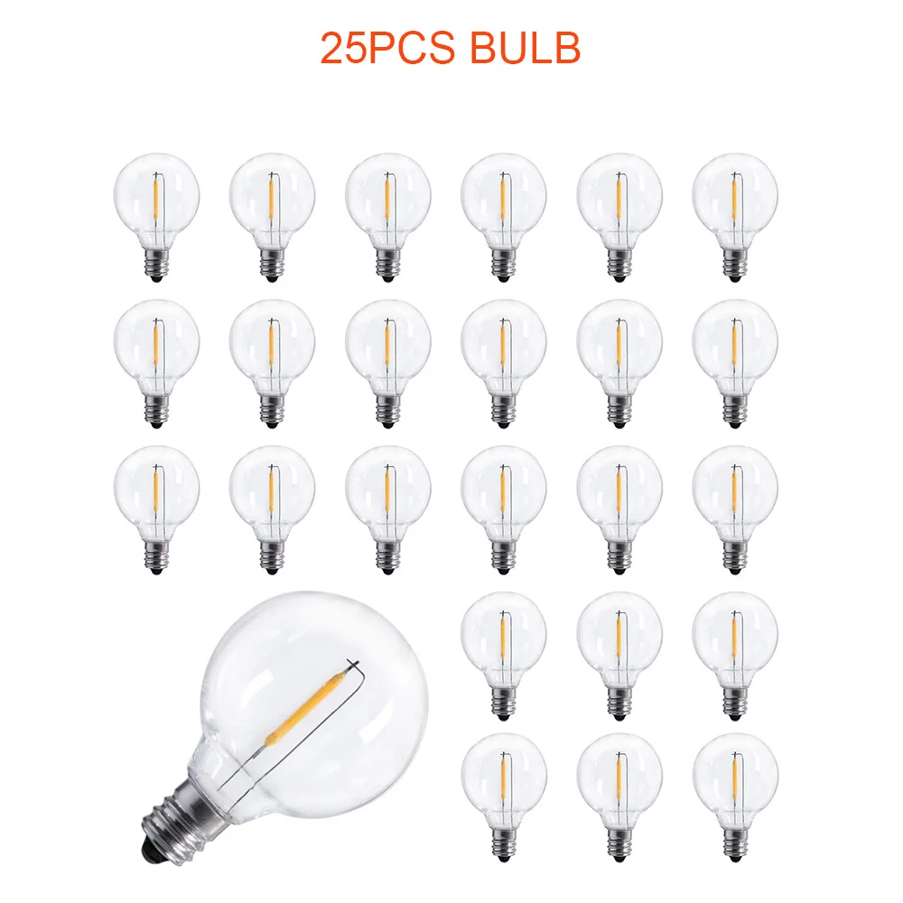 25FT Waterproof G40 Globe String Light PET PC Plastic LED Bulb 1W IP44 Fairy Str - £148.80 GBP