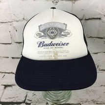 Vintage Budweiser King Of Beer Trucker Hat Navy Blue Snapback Mesh Ball Cap - £11.63 GBP
