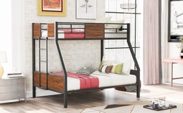 Twin-Over-Full Bunk Bed Modern Style Steel Frame Bunk Bed With Safety Rail - £232.49 GBP
