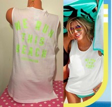 Victoria&#39;s Secret Pink Nation We Run Beach Campus Tank Top Tee Cover Up ... - $14.99