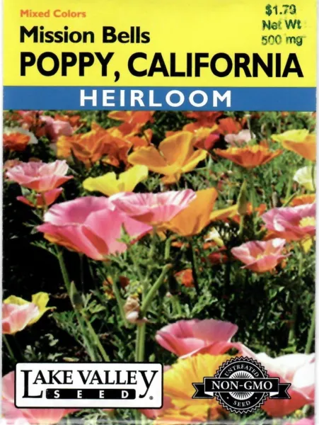 Poppy Ca Mikado Heirloom Non-Gmo Flower Seeds - Lake Valley 12/24 Fresh Garden - $7.50