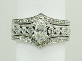 Neil Lane 1.5ct tw Marquise Natural Diamond Wedding Set 14k White Gold Size 8 - £3,992.78 GBP